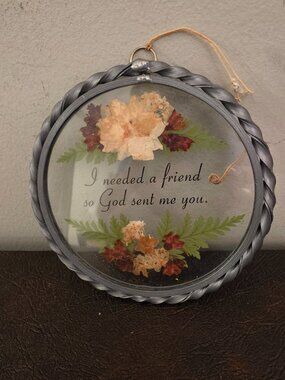 Vintage Pressed Flower Framed Glass Sun Catcher